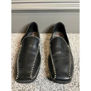 Stacy Adams driving loafer men’s 7 1/2 black with white stitching Preppy comfort